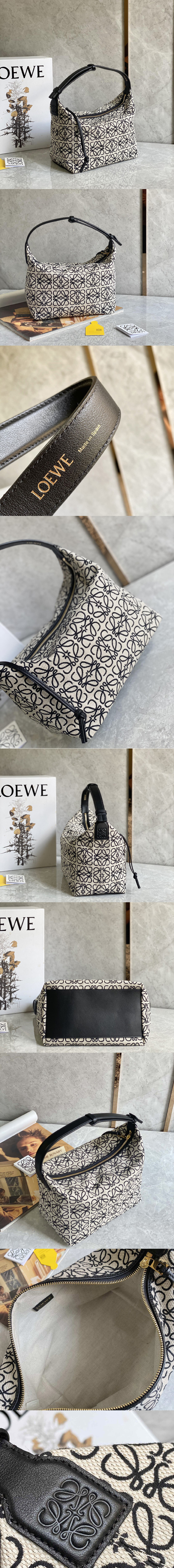 Replica Loewe A906K68 Cubi bag in Ecru/Black Anagram jacquard and calfskin