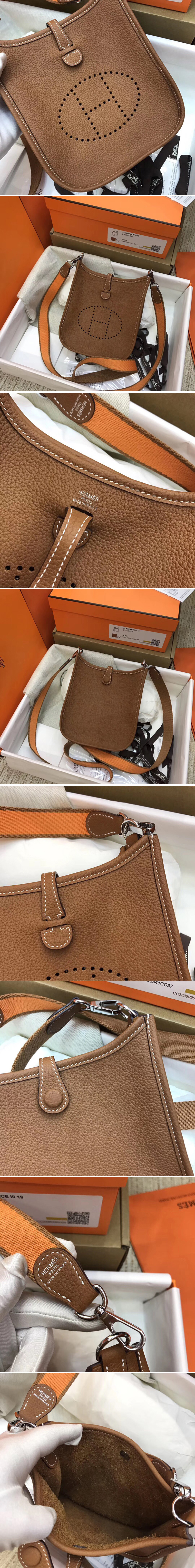 Replica Hermes Evelyne Mini Bag in Brown Togo Leather