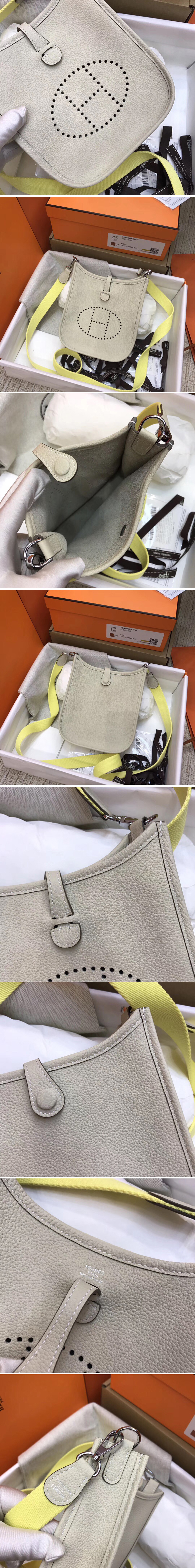 Replica Hermes Evelyne Mini Bag in White Togo Leather