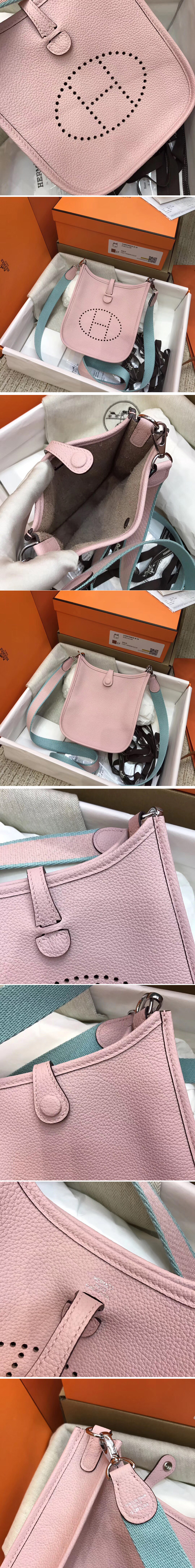 Replica Hermes Evelyne Mini Bag in Pink Togo Leather