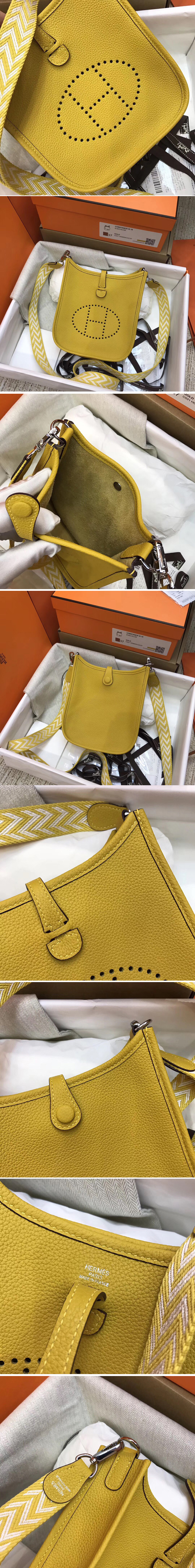 Replica Hermes Evelyne Mini Bag in Yellow Togo Leather