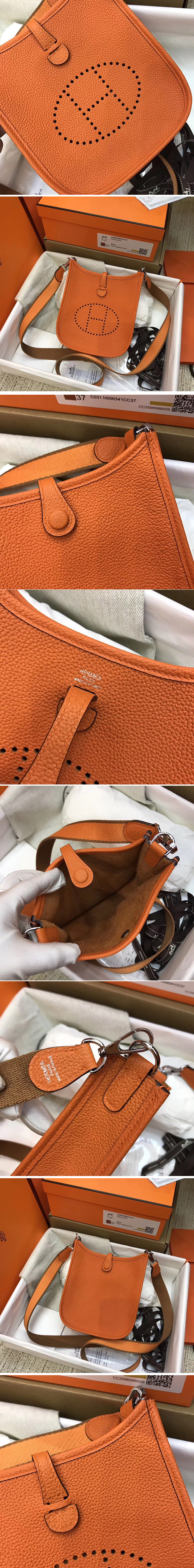 Replica Hermes Evelyne Mini Bag in Orange Togo Leather