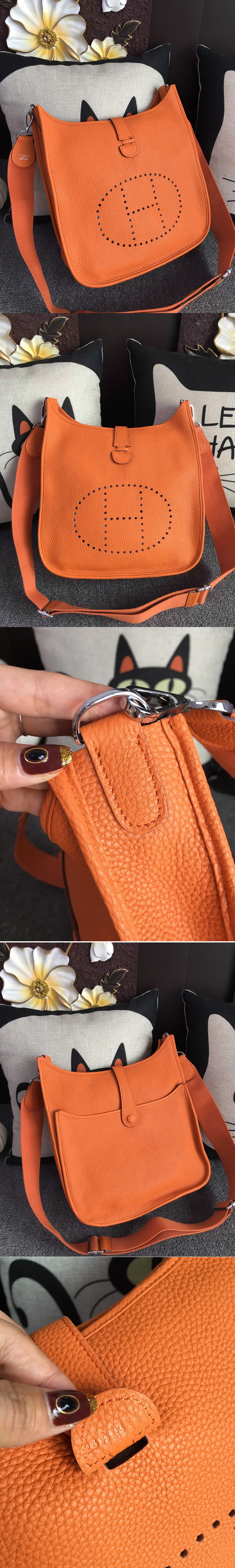 Replica Hermes Evelyne 28 Bag in Orange Togo Leather