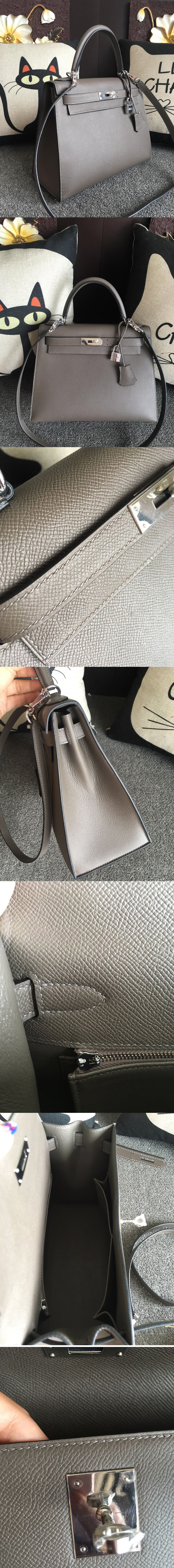 Replica Hermes Kelly 28 Bag in Grey Epsom Leather