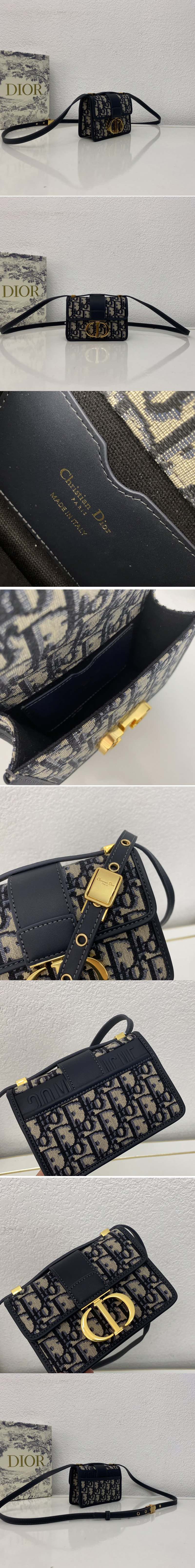 Replica Christian Dior M1210 Dior 30 Montaigne mini bag in Blue Dior Oblique Jacquard