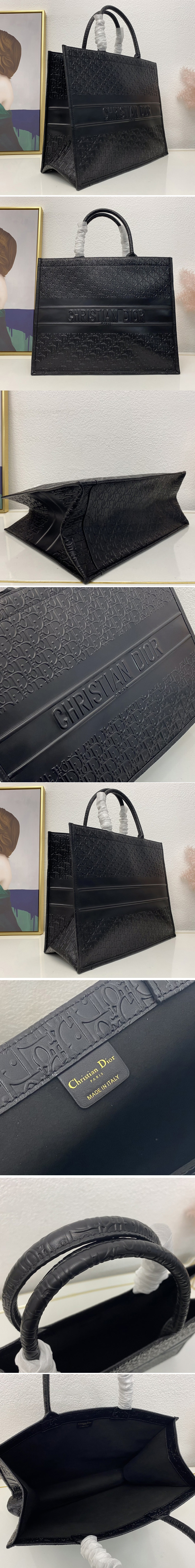 Replica Christian Dior M1286 Dior book tote Bag in Black Dior Oblique Embossed Calfskin