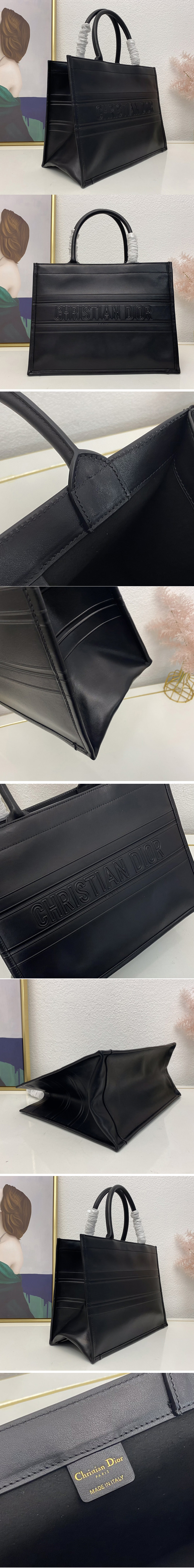 Replica Christian Dior M1296 Dior book tote Bag in Black Calfskin