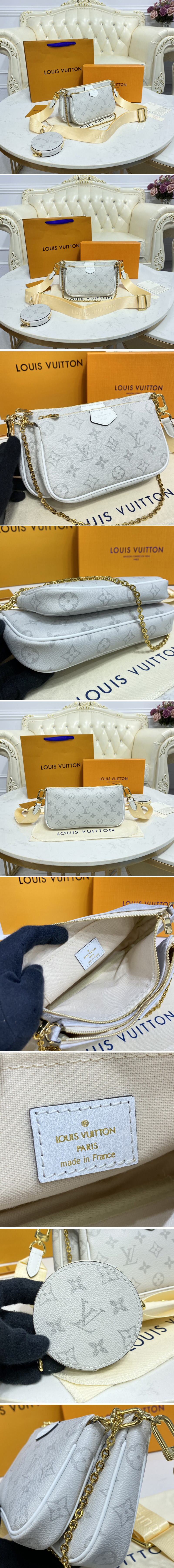 Replica Louis Vuitton M30769 LV Multi Pochette Accessoires in White Monogram Eclipse Canvas