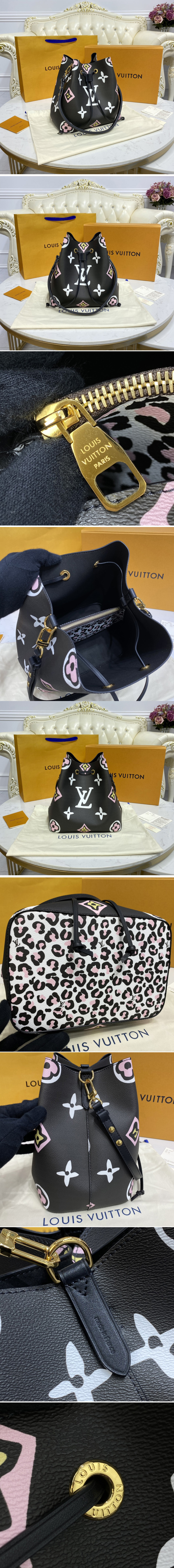 Replica Louis Vuitton M45821 LV NéoNoé MM bucket bag in Black Monogram coated canvas