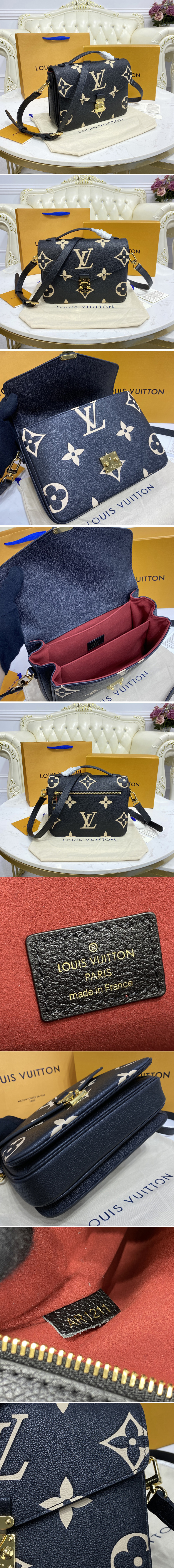 Replica Louis Vuitton M45773 LV Pochette Metis Bag in Black Monogram Empreinte leather