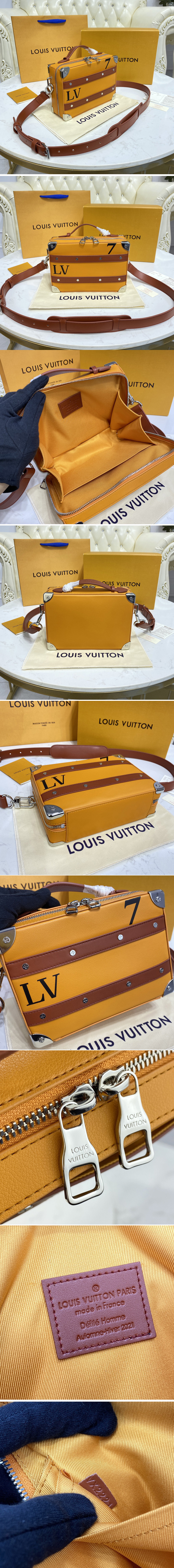 Replica Louis Vuitton M45785 LV LVxNBA Handle Trunk bag in Orange Leather