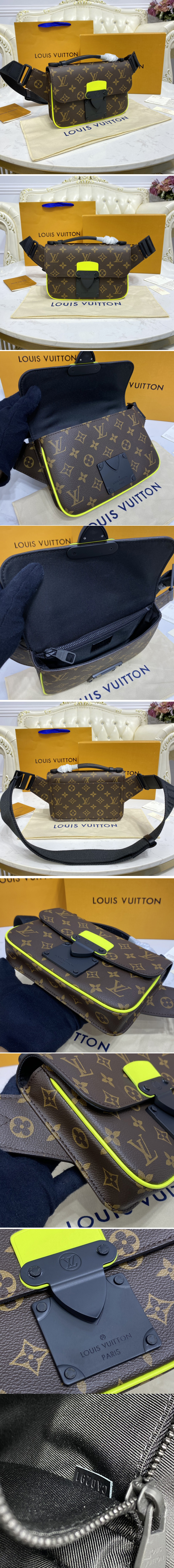 Replica Louis Vuitton M45864 LV S Lock Sling Bag in Monogram Macassar coated canvas