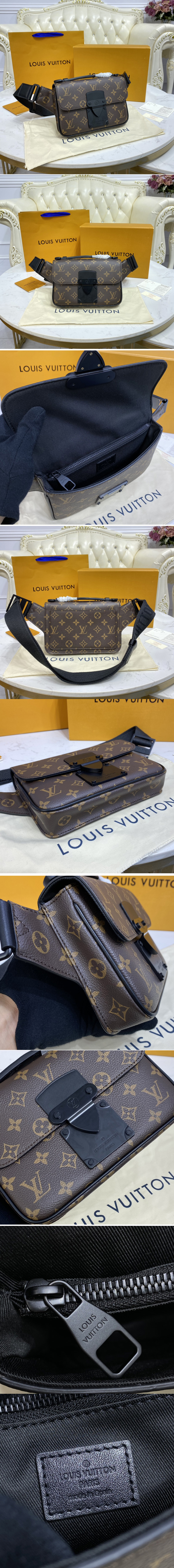 Replica Louis Vuitton M45807 LV S Lock Sling Bag in Monogram Macassar coated canvas