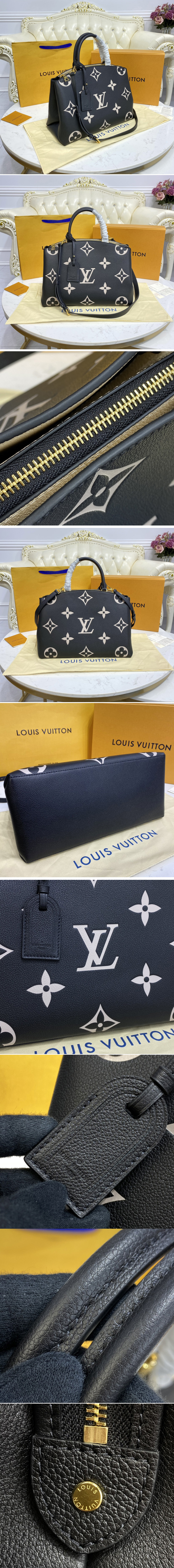 Replica Louis Vuitton M45842 LV Grand Palais tote bag in Black/Beige Monogram Empreinte Leather