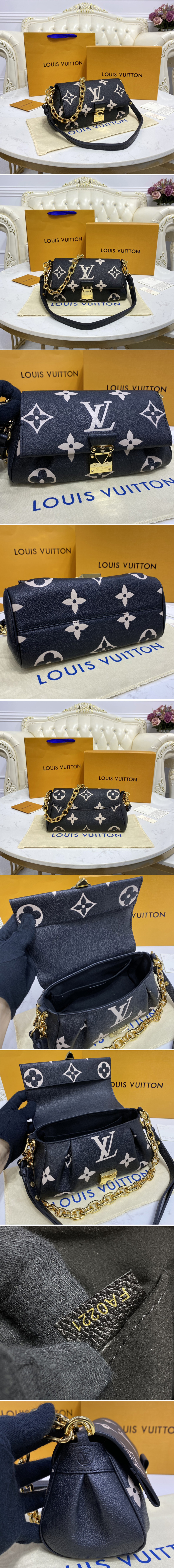 Replica Louis Vuitton M45859 LV Favorite shoudler bag in Black/Beige Monogram Empreinte Leather