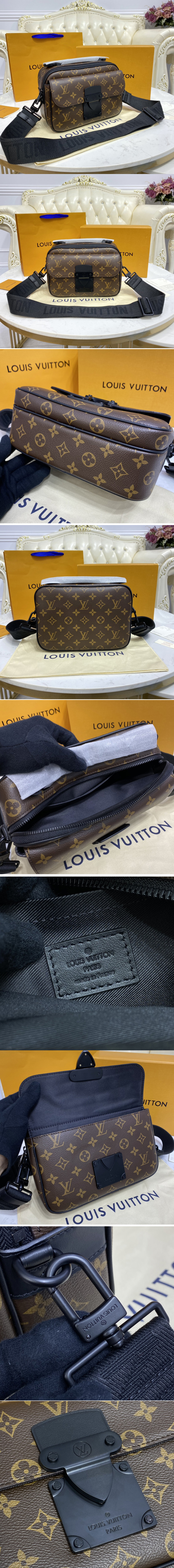 Replica Louis Vuitton M45806 LV S Lock Messenger Bag in Monogram Macassar canvas