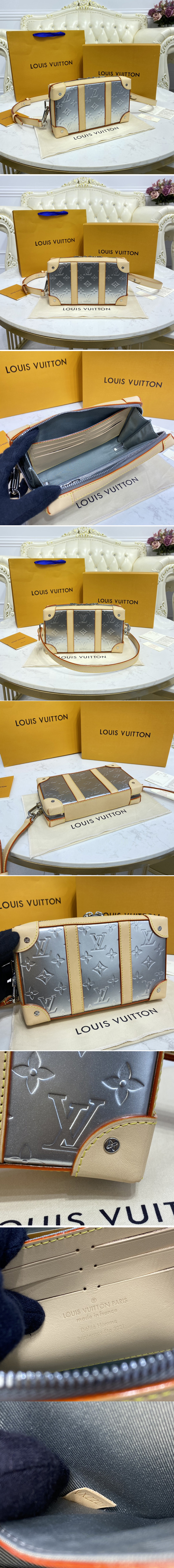 Replica Louis Vuitton M45880 LV Soft Trunk Wallet Bag in Monogram Mirror coated canvas