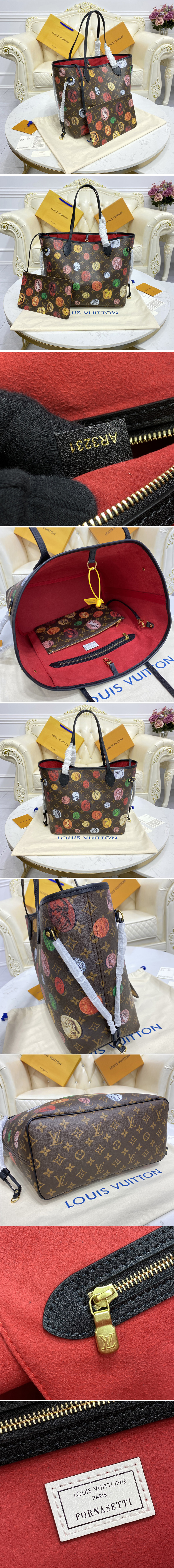 Replica Louis Vuitton M45923 LV Neverfull MM tote Bag in Monogram Cameo printed canvas