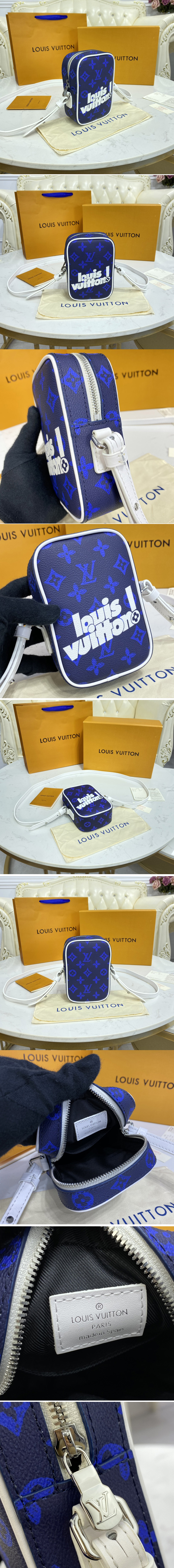 Replica Louis Vuitton M46116 LV Carry It bag in Blue Monogram Reverse Canvas