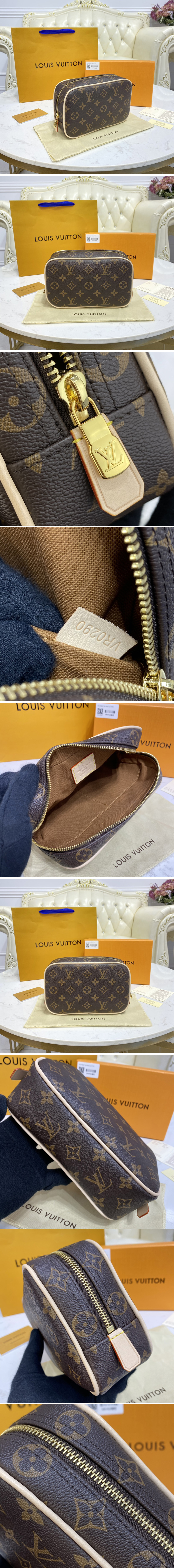 Replica Louis Vuitton M47507 LV Toilet Pouch PM Bag in Monogram Macassar Canvas