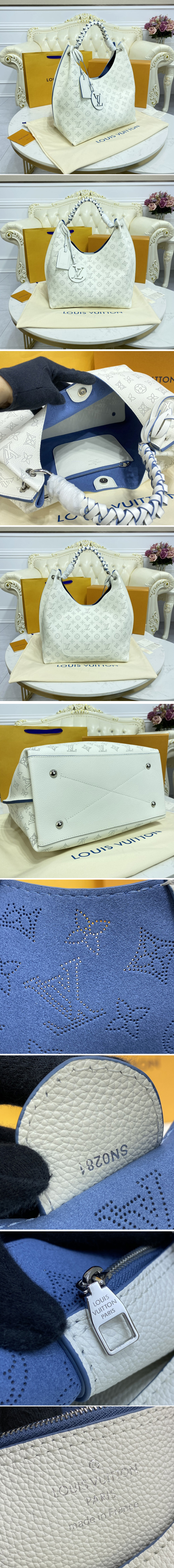 Replica Louis Vuitton M53188 Carmel hobo bag in White Mahina calf leather