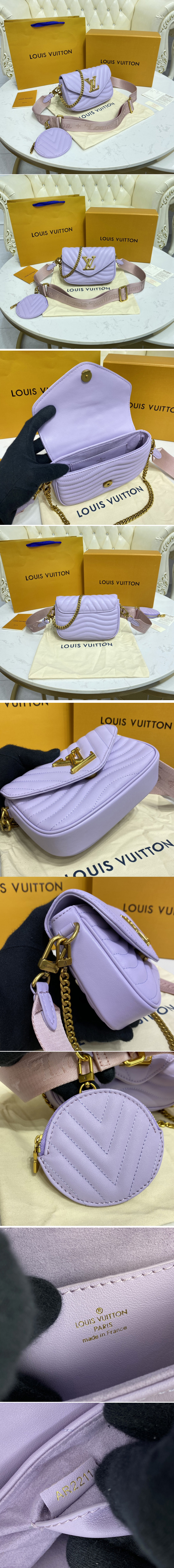 Replica Louis Vuitton M57864 LV New Wave Multi-Pochette crossbody handbag in Brume Gray Smooth cowhide leather