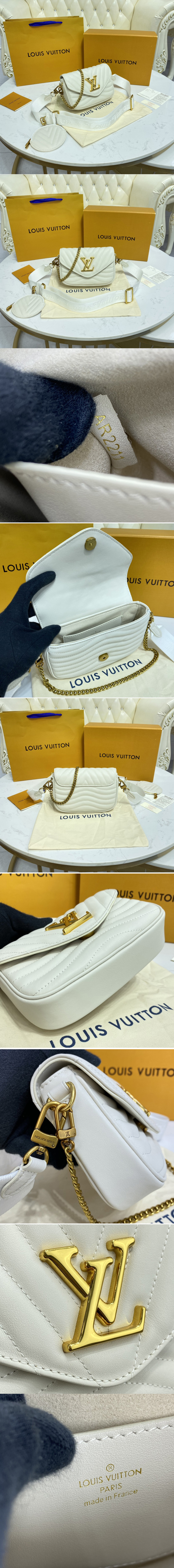 Replica Louis Vuitton M56466 LV New Wave Multi-Pochette crossbody handbag in Snow White Smooth cowhide leather