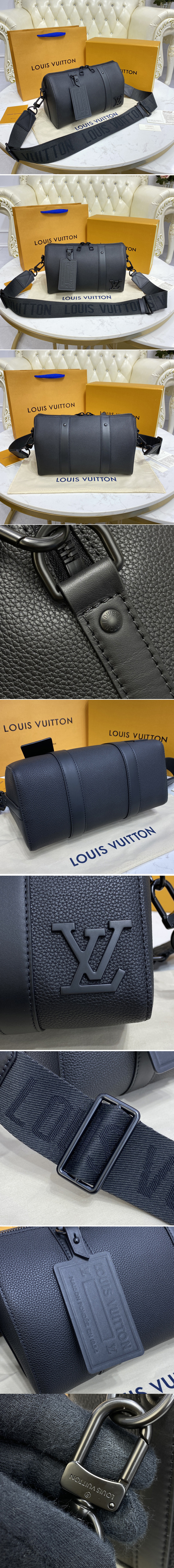 Replica Louis Vuitton M57082 LV City keepall Bag in Black Leather