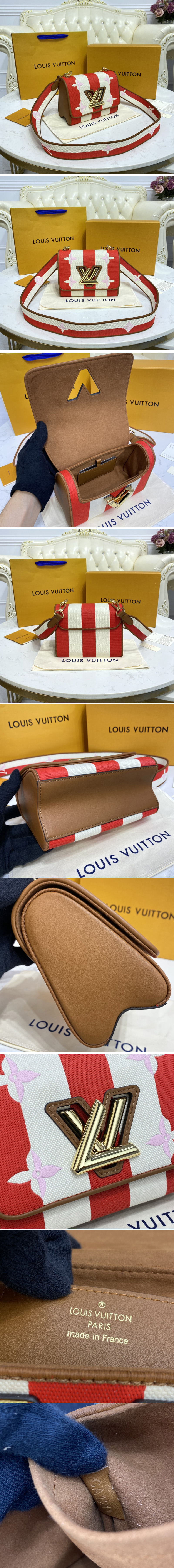 Replica Louis Vuitton M57722 LV Twist PM handbag in Red Embroidered canvas and calf leather