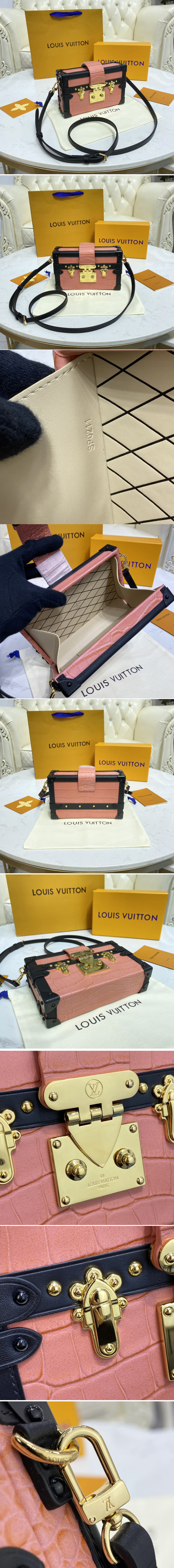 Replica Louis Vuitton N94243 LV Petite Malle handbag in Pink Brilliant Alligator leather