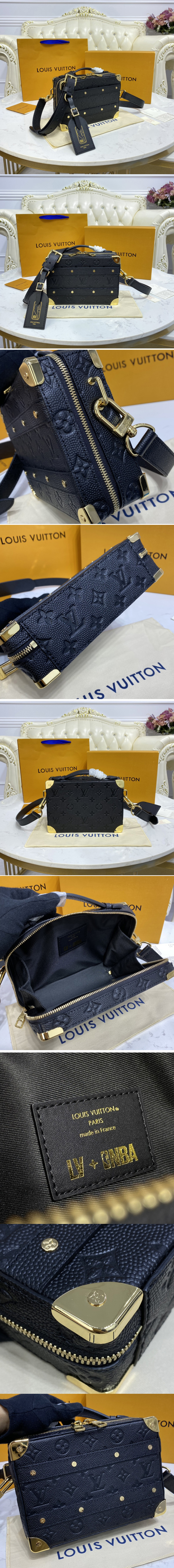 Replica Louis Vuitton M57959 LV LVXNBA Handle Trunk bag in Black Ball Grain leather