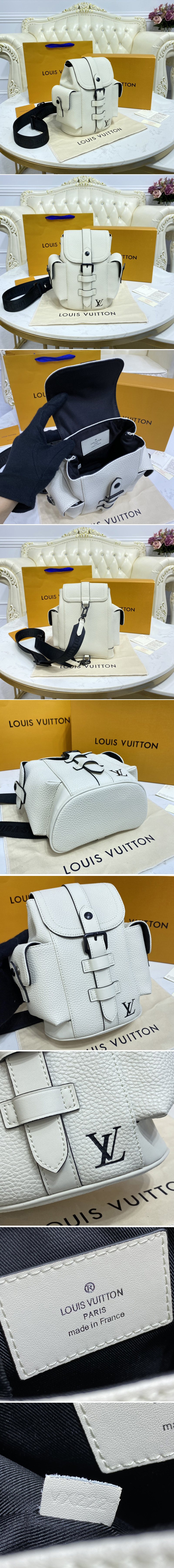 Replica Louis Vuitton M58493 LV Christopher XS backpack in White Taurillon leather