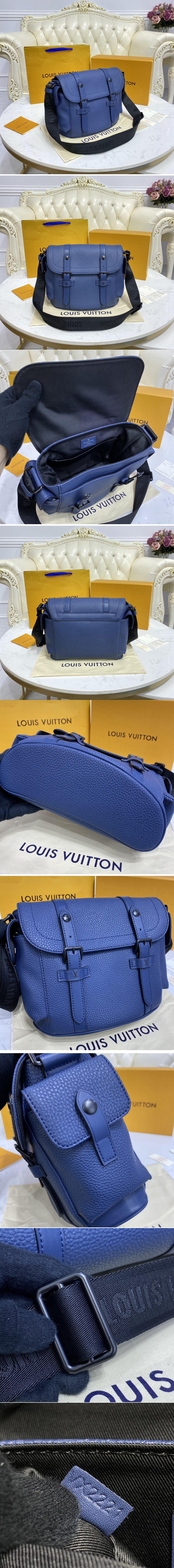 Replica Louis Vuitton M58475 LV Christopher Messenger Bag in blue Taurillon leather