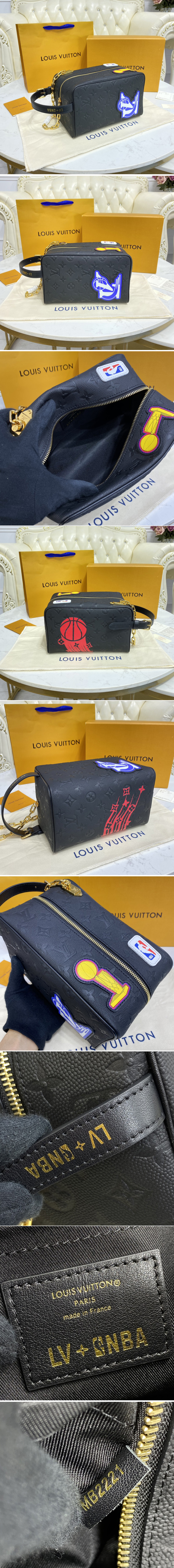 Replica Louis Vuitton M58515 LV LVXNBA Cloakroom Dopp Kit Bag in Black Cowhide leather