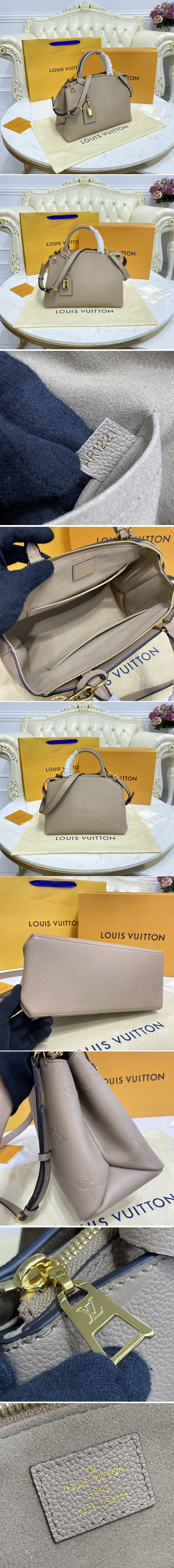 Replica Louis Vuitton M58916 LV Petit Palais tote bag in Grey Monogram Empreinte Leather