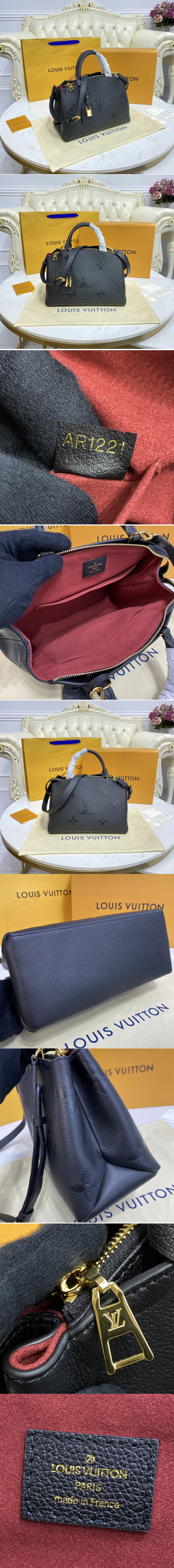 Replica Louis Vuitton M58916 LV Petit Palais tote bag in Black Monogram Empreinte Leather