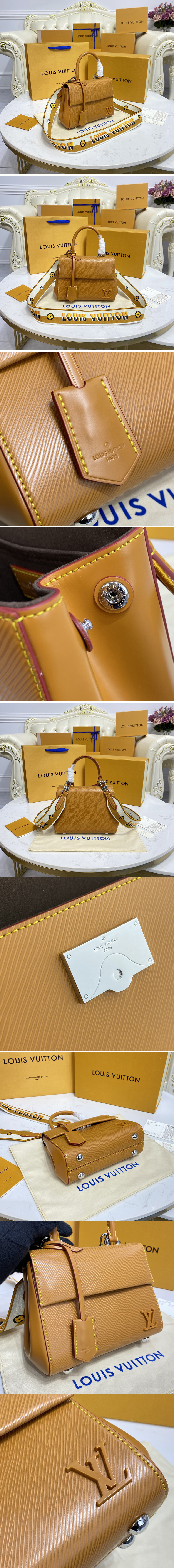 Replica Louis Vuitton M58931 LV Cluny Mini handbag in Gold Miel Epi leather