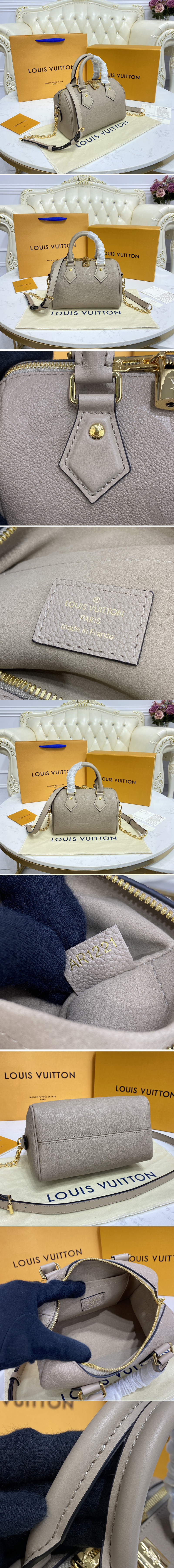 Replica Louis Vuitton M58958 LV Speedy Bandoulière 20 handbag in Grey Monogram Empreinte leather