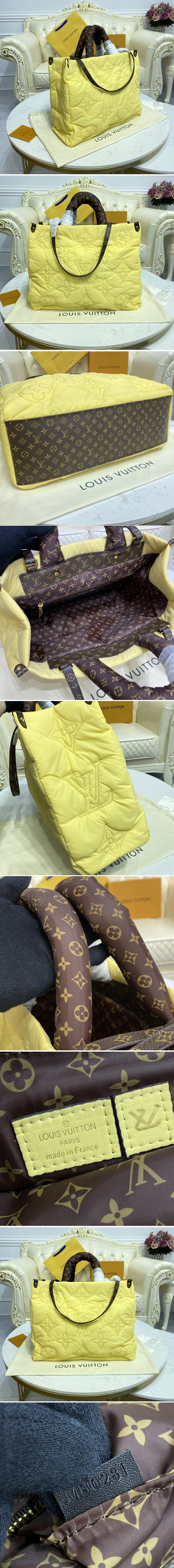 Replica Louis Vuitton M59007 LV OnTheGO GM tote bag in Yellow Econyl regenerated nylon