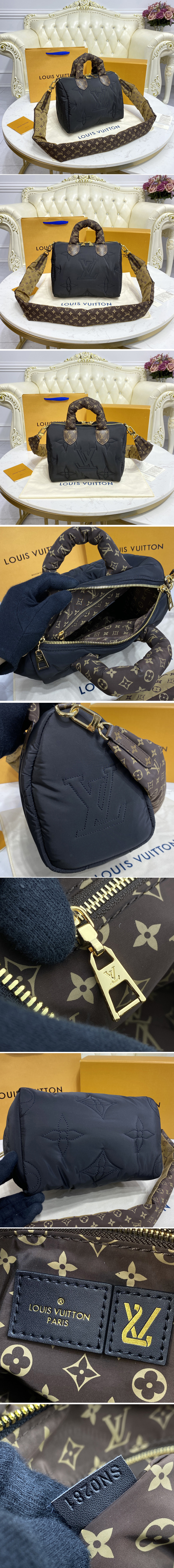 Replica Louis Vuitton M59008 LV Speedy Bandoulière 25 handbag in Black Econyl regenerated nylon