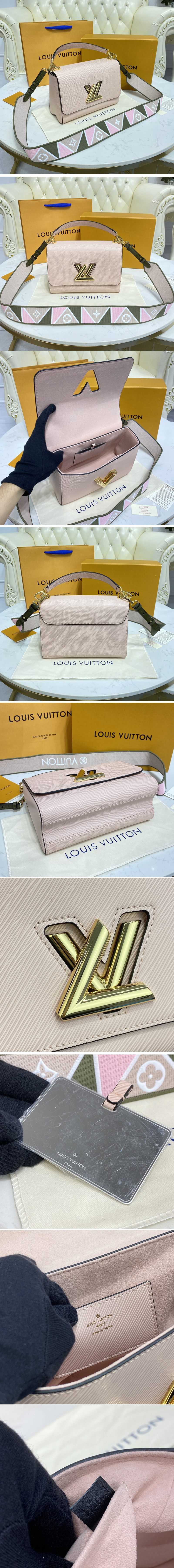 Replica Louis Vuitton M59028 LV Twist MM handbag in Rose Jasmin Epi leather