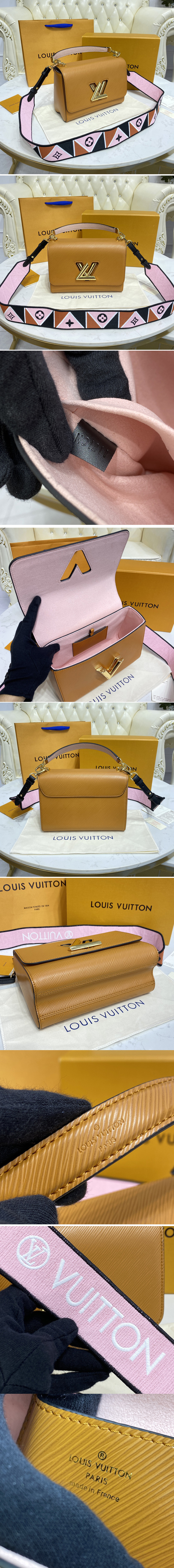 Replica Louis Vuitton M59026 LV Twist MM handbag in Gold Cipango Epi leather