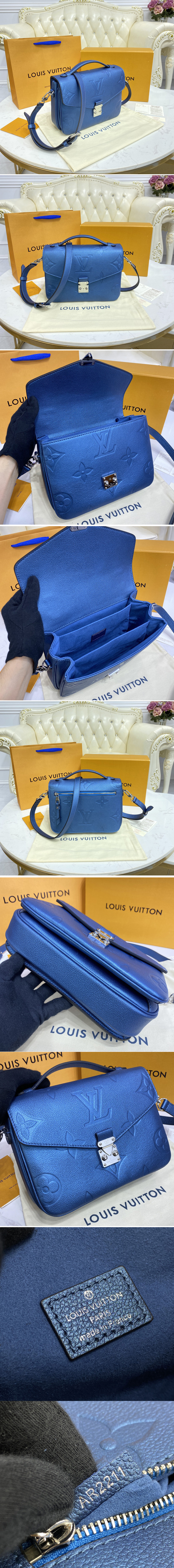 Replica Louis Vuitton M59211 LV Pochette Metis bag in Navy Nacre Monogram Empreinte leather