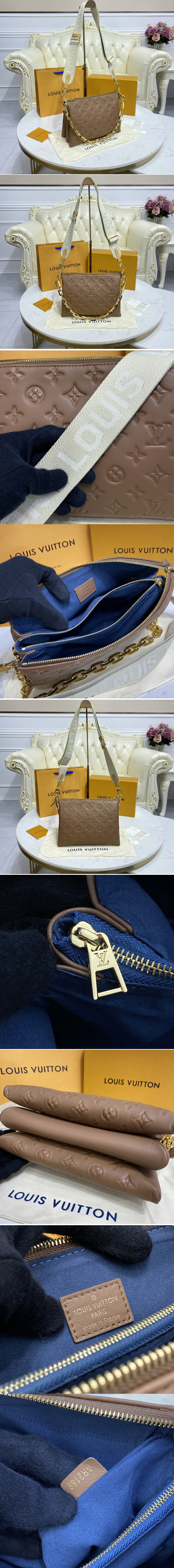 Replica Louis Vuitton M59277 LV Coussin PM handbag in Taupe Monogram embossed puffy lambskin