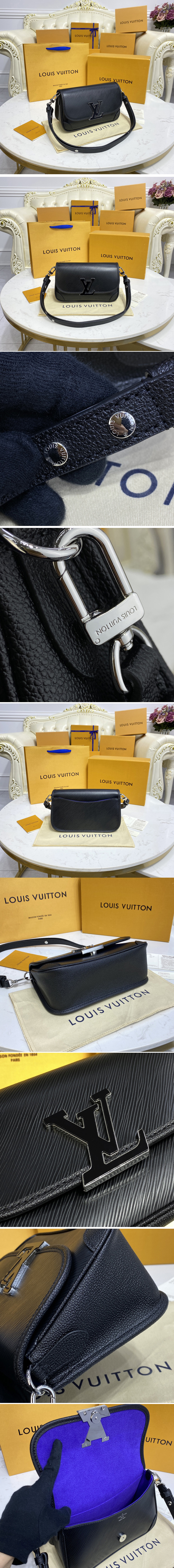 Replica Louis Vuitton M59386 LV Buci crossbody Bag in Black Epi leather