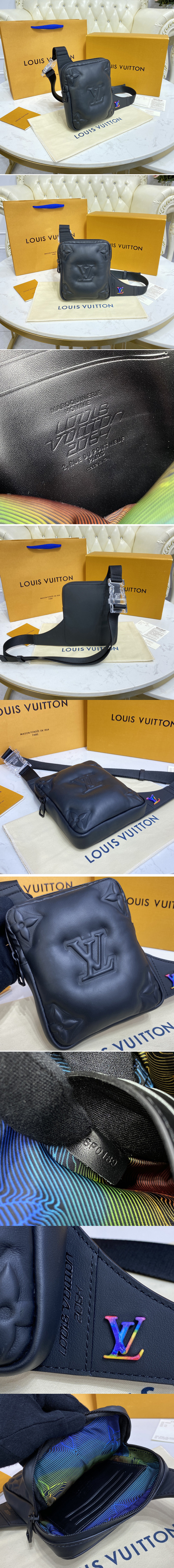 Replica Louis Vuitton M68773 LV Asymmetrical Sling Bag in Black Lambskin leather