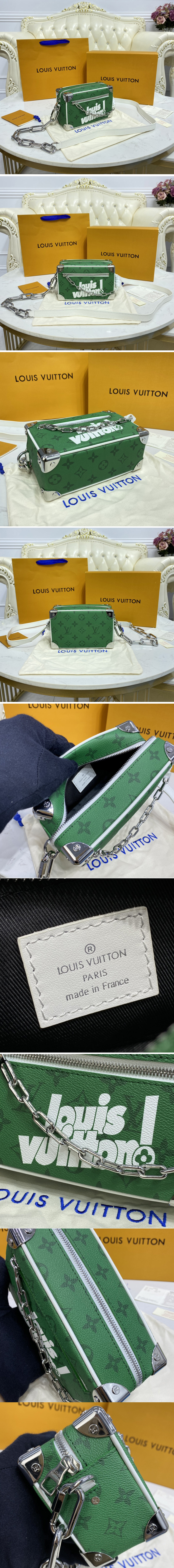 Replica Louis Vuitton M44735 LV Mini Soft Trunk men bag in Green Monogram Canvas