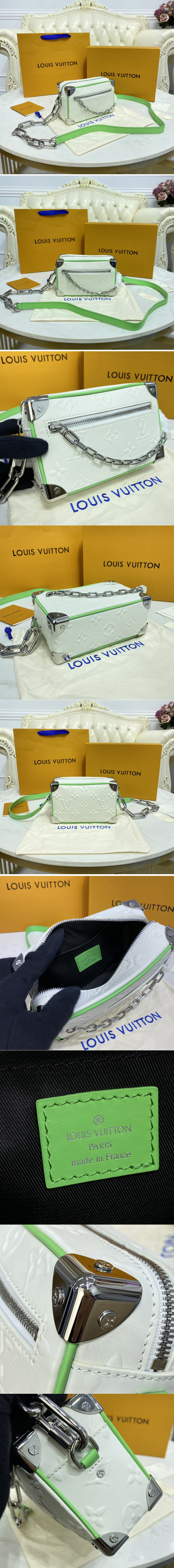 Replica Louis Vuitton M44735 LV Mini Soft Trunk men bag in White Monogram Canvas