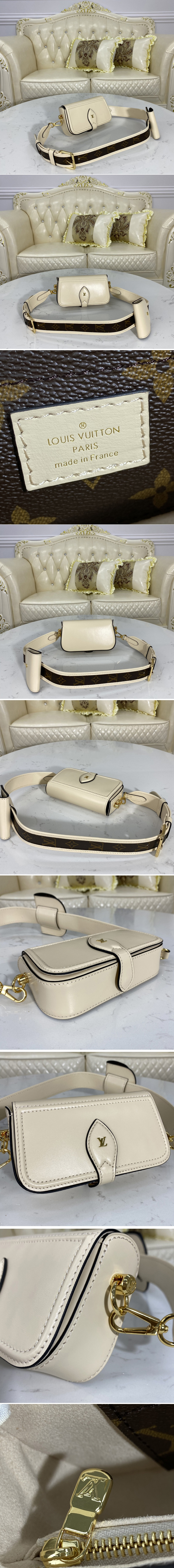 Replica Louis Vuitton M69841 LV Officier pouch in White Cowhide leather