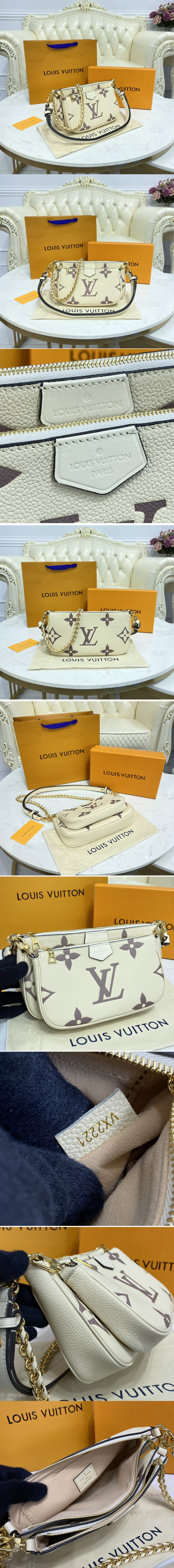 Replica Louis Vuitton M45777 LV Multi Pochette Accessoires cross-body bag in Beige Monogram Empreinte leather